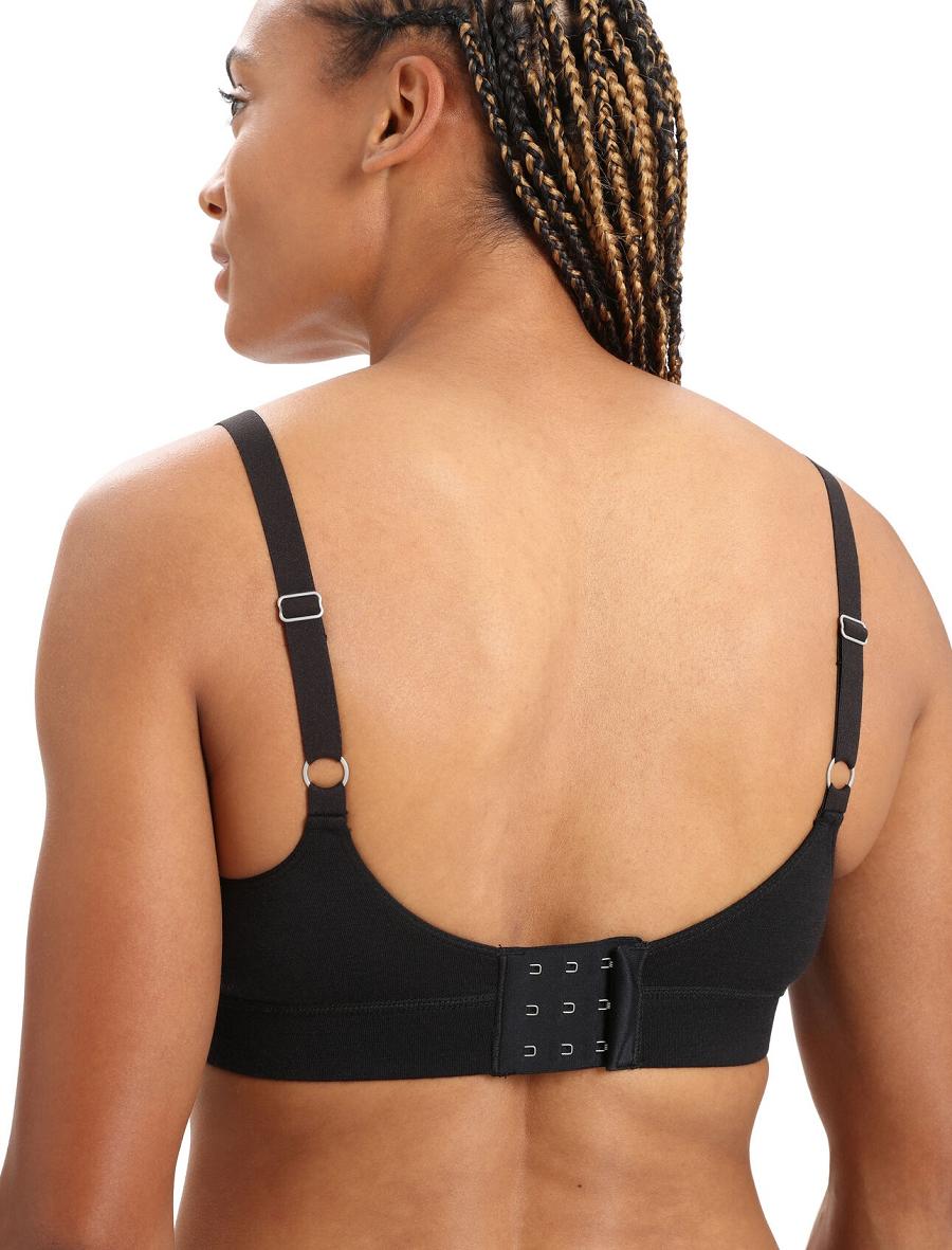 Black Women's Icebreaker Merino Queens Clasp Bra One Piece & Sets | USA 1734BEXC